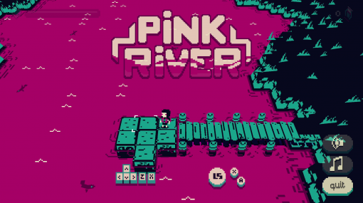 ブロックでできたイカダで川下りするゲーム『Pink River』リリース。オールの代わりにブロックの移動で機雷やモンスターの潜む危険な川をどんぶらこ