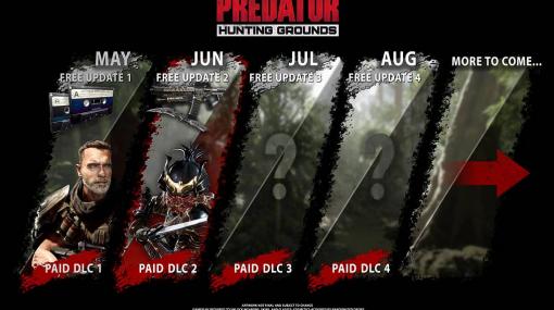 「Predator: Hunting Grounds」の無料アップデートでダッチの武器が正式リリース。DLC第2弾では「サムライプレデター」が参戦