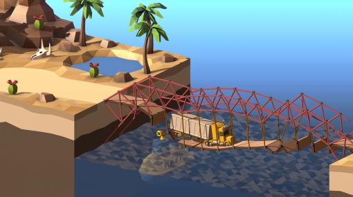 物理演算で橋の強度と倒壊をユニークに描くパズルゲーム『Poly Bridge 2』正式発表。車を対岸に到達させるため道を作れ