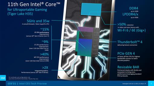Intel，最大5GHz版の「Tiger Lake H35」や8コアTiger Lakeなどの新型CPUを発表