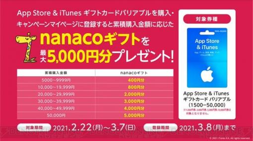 セブン-イレブンでiTunesカードを買うとnanacoギフト最大5,000円分がもらえる！