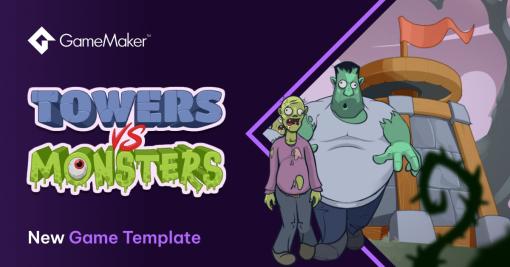 ゾンビが襲い来るタワーディフェンスゲームのGameMaker向けテンプレート『Towers vs. Monsters』、無料で公開