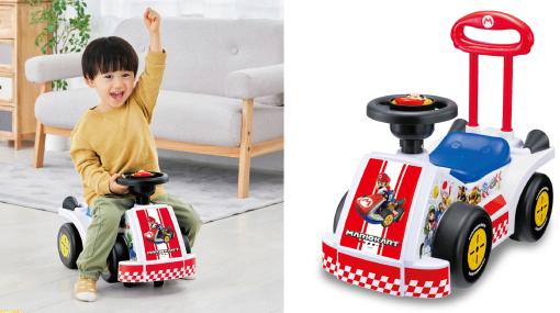 マリオカート型の幼児向け乗用玩具が発売。「レッツ ア ゴー！」といったマリオの声や、アイテムボックス音などゲームサウンドを20種類以上収録
