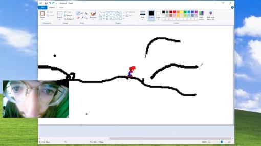 Windows標準アプリ「ペイント」を“ゲームエンジン化”させたユーザー現る。線を描けばその上をキャラが走る、ゲーム作り魔改造