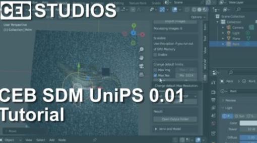 CEB SDM UniPS v0.01 - 多方向からライティングした複数枚写真から各種テクスチャマップを生成する技術をBlender上で利用できるアドオンが無料公開！
