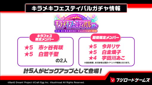 ブシロードとCraft Egg、『ガルパ』で「キラメキフェスティバルガチャ」の開催情報を公開　通算500曲リリース記念キャンペーン情報も！