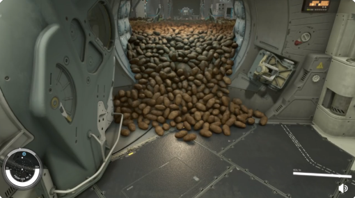 『Starfield』で2万個のジャガイモを詰め込んだコックピットの扉を開ける映像が話題に「物理演算がすごい」