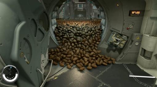 『スターフィールド』の海外コミュニティにて「ジャガイモの物理演算がすごい」と話題に。開いたハッチから転がり落ち、閉めるときも押し出される大量のジャガイモ