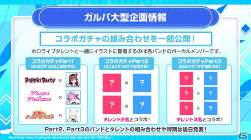 「ガルパ」とホロライブのコラボ第2弾が12月に開催！TOPPOとコラボする「夢を撃ち抜け！受験生応援キャンペーン！2024」の情報も