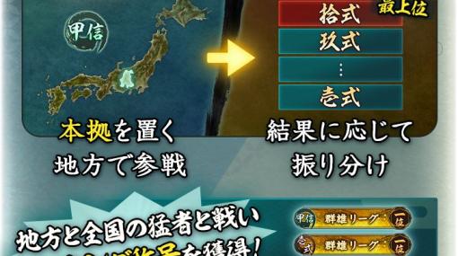 「信長の野望 出陣」，新イベント「群雄リーグ」，列伝イベント「厳島の戦い」後半がスタート