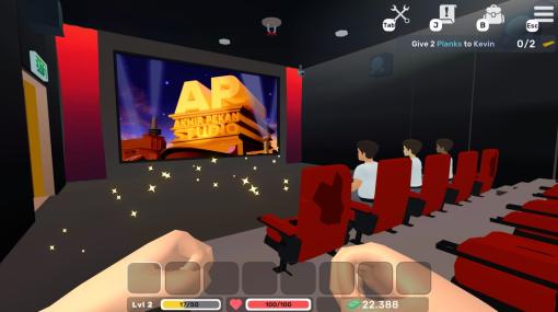 脱力シュールな映画館経営シム『Movie Cinema Simulator』好評集めつつ正式リリース。ポップコーンづくりから暴漢退治・筋トレ・釣りまでこなす大忙しシネマ勤務