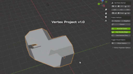 Vertex Project v1.0 - 選択した要素の法線などから平面を定義してエッジや頂点を投影移動させるモデリング補助アドオンがGithub上で無料公開中！