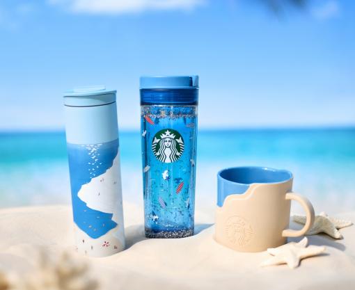 スタバ、海辺の休暇をイメージした夏らしいデザインのボトルやタンブラーが4月10日より販売開始！