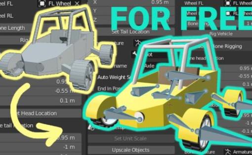 UE4 Vehicle Rigging Addon for Blender v0.6.2 – Unreal Engineで動作させるのに適した車両リギングを設定可能なBlender向け無料アドオン！