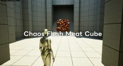 Chaos Flesh Meat Cube - 14年前にGDC2008のUE3技術デモとして公開された肉塊キューブをUnreal Engine 5.3のソフトボディ「Chaos Flesh」を使用し再現したサンプルプロジェクト！無料ダウンロード可能！