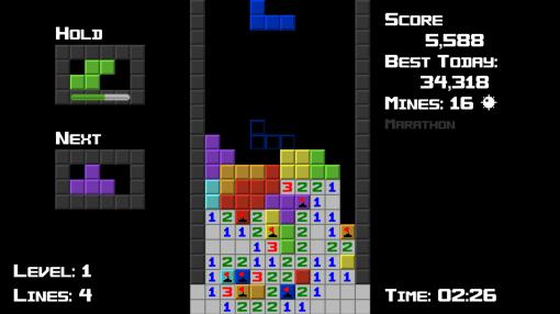 爆弾を見つけるまで列が消えない。積んだテトリミノでマインスイーパーする落ち物パズル「Tetrisweeper」，Steamストアページを公開