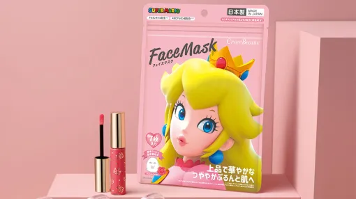 【スーパーマリオ】ピーチ姫モチーフのコスメが登場。フェイスマスク、リップグロス、フェイス＆アイカラーがNintendo TOKYO/OSAKA/KYOTOで先行販売