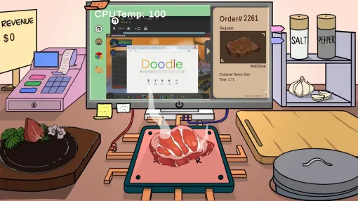 CPUで肉を焼く料理ゲーム『CPU-Chef』PC向けに無料配信開始。パソコンへの負荷を管理して、客のオーダー通りの焼き加減でステーキを振る舞う