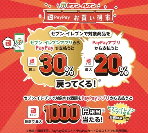 PayPayにて「セブン-イレブン PayPayお買い得市」本日5月15日より開催！ 対象商品購入で最大30%還元