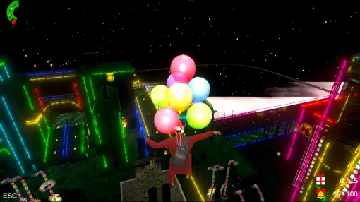 サンタさんが警察に捕まらないようにプレゼントを配るステルス探索アクションゲーム『サンタさんの悩みごと』がSteamで12月にリリース決定。壁をぴょんぴょん登って風船で滑空する超人ぶり