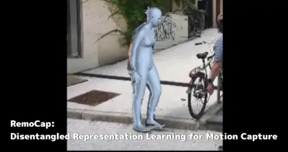 RemoCap: Disentangled Representation Learning for Motion Capture – 単一映像から人体の動きを構築する際に遮蔽物があっても比較的高精度な結果を生み出せる新技術！！
