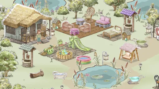 かわいいカエルを集めて育てる癒し系農業シミュレーションゲーム『Kamaeru: カエルの楽園』がSteamにて6月9日にリリース予定。子供時代に住んでいた湿地を、小さなカエルたちの保護ために安全な楽園に作り変えていこう