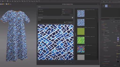 Marvelous Designer 2024.1リリース！　AI活用のテクスチャ＆グラフィックジェネレータ搭載、PBRマップの自動作成機能など - ニュース
