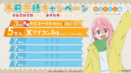 "Yuru Camp △ ~Pazuru Camp~" The number of pre-registrants exceeded 30,000, and items for 3 gacha will be distributed! Reach 50,000 people and distribute the X icon