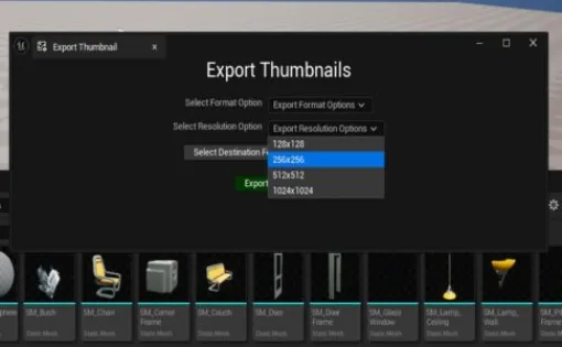 Thumbnail Exporter - コンテンツブラウザに存在するアセットのサムネイル画像を一括エクスポート出来るUnreal Engine 5向け無料プラグイン！