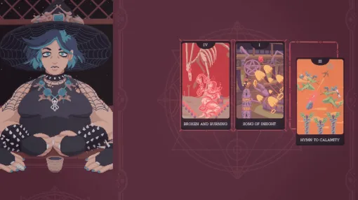 作ったタロットで占った結果が人々の運命を左右するデッキ構築ADV『The Cosmic Wheel Sisterhood』がSteamにて40%オフの1200円に。占いの力を持つ魔女としてオリジナルのタロットを作り、引いたカードの「解釈」で相手の運命が変わっていく