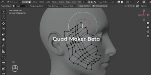 Quad Maker Beta - 手動リトポロジーを便利にする多数のツールを搭載したBlenderアドオンが開発中！最新ベータ版映像が公開！テスターも募集中！