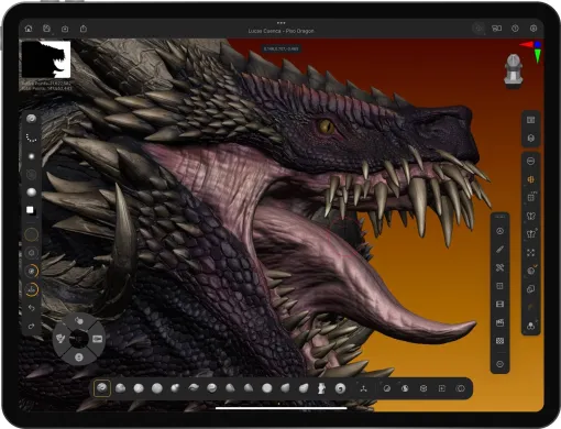 「ZBrush for iPad」リリース！　iPadのタッチ機能とApple Pencilに最適化されハイポリゴン作業にも対応、無料版も用意 - ニュース