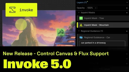 プロのスタジオ用生成AIプラットフォーム「Invoke 5.0」リリース！　レイヤーを備えた新しいコントロールキャンバス、FLUX.1モデルの統合など – ニュース