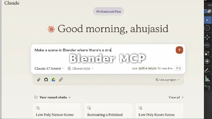 Blender MCP - MPC (Model Context Protocol), which enables scene construction by linking Claude and Blender, an interactive generative AI, and commanding with text, is now available on Github!