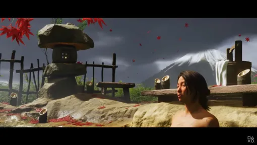 『ゴースト・オブ・ヨウテイ』の「温泉」がチラ見せ。あらたに『十三人の刺客』オマージュの「三池モード」が搭載、血と泥の生々しい雰囲気に変貌。敵を尋問して情報取集することが可能に