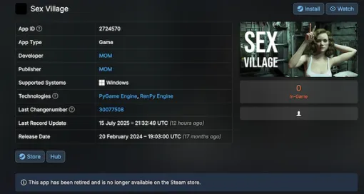 Steam immediately restricts "certain adult content". Due to the update of the content distribution guidelines, content that violates the rules has been removed.