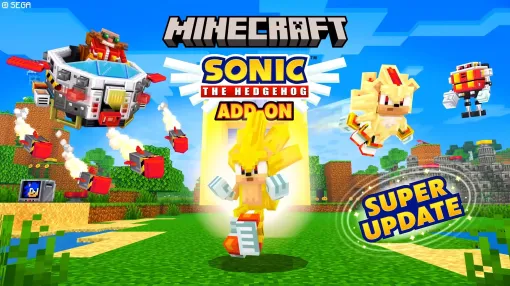 『マインクラフト』を『ソニック』で遊べるアドオンで‟スーパーソニック”が操作可能になるアップデートが配信。7つのカオス・エメラルドを獲得し、宿敵Dr.エッグマンと対決できる。スーパー・シャドウも登場
