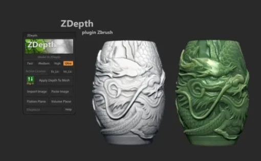 ZDepth Plugin 2.0 for ZBrush - 1枚の画像から深度情報などを生成し凹凸ディテールを追加出来るZBrushむけプラグインの最新メジャーアップデートが公開！