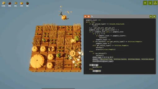 Python風プログラミング言語で農業を全自動化するゲーム『農家は Replace() されました』の正式版が配信開始。早期アクセス版のSteamレビューは「圧倒的に好評」。解説テキストが用意されており初心者も安心。VS Codeなどの外部エディタを利用しての編集も可能
