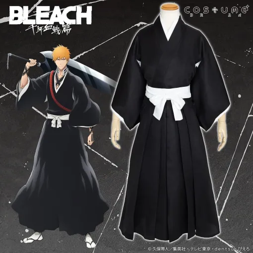 TVアニメ『BLEACH 千年血戦篇』より「死覇装」をイメージしたコスチュームセットが発売決定。「ジャンプフェスタ2026」にてサンプルが展示予定。着物、襦袢、袴の3点セットで価格は1万7600円