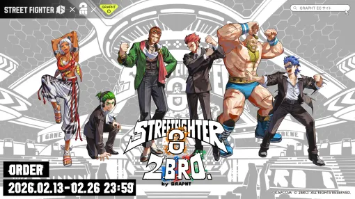 GRAPHT、「スト6」×「2BRO.」コラボアイテムの予約を2月13日11時より開始Tシャツやキルティングトート、モニターマスコット、「ほりにし」などがラインナップ