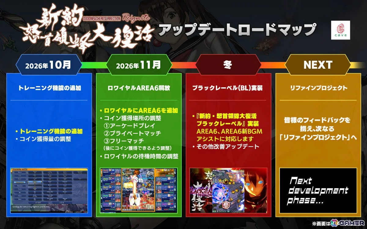 「新約・怒首領蜂大復活」トレーニング機能が実装！ロワイヤルのAREA6やブラックレーベルなど今後のアップデート計画も発表