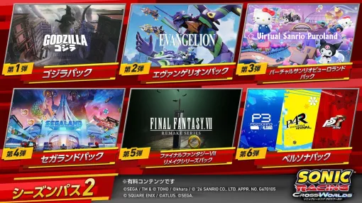 【ソニックレーシング】『FF7R』や『ペルソナ』、サンリオが参戦! シーズンパス2の追加DLCが発表 【ソニックレーシング】『FF7R』や『ペルソナ』、サンリオが参戦! シーズンパス2の追加DLCが発表