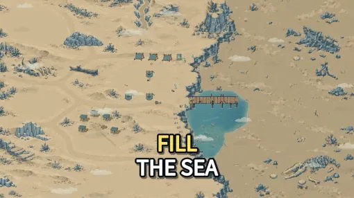 カラカラ大地に海を取り戻すゲーム『Fill the Sea』発表。人々を働かせて作業自動化、「バケツ一杯」の手作業から、やがて川、そして海へ カラカラ大地に海を取り戻すゲーム『Fill the Sea』発表。人々を働かせて作業自動化、「バケツ一杯」の手作業から、やがて川、そして海へ