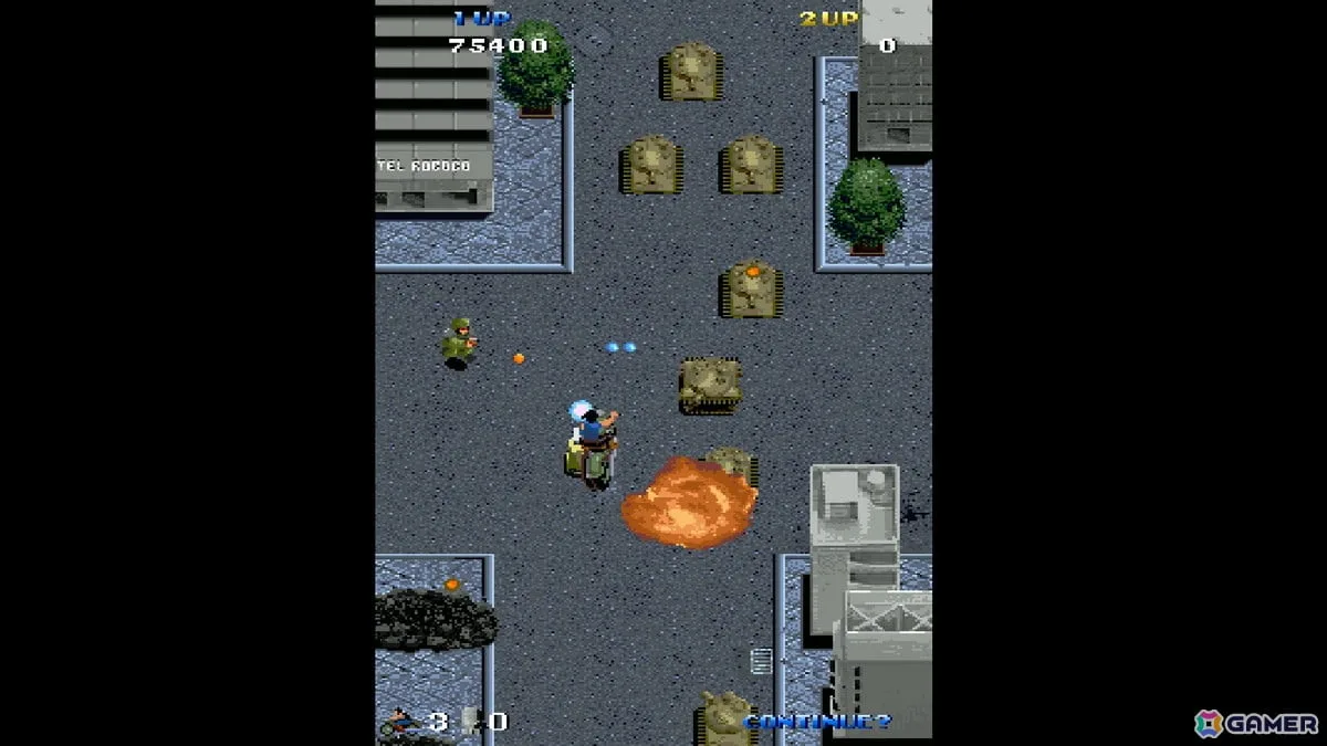 機銃を装備した高速バイクで敵基地の要塞を目指すSTG「特殊部隊U.A.G」がアーケードアーカイブス/アーケードアーカイブス2として10月15日より配信! 機銃を装備した高速バイクで敵基地の要塞を目指すSTG「特殊部隊U.A.G」がアーケードアーカイブス/アーケードアーカイブス2として10月15日より配信!