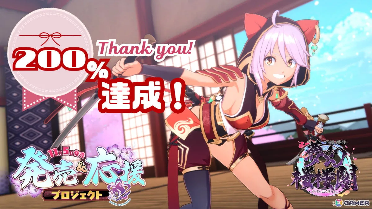 ローグライト3Dアクション「夢幻桜楼閣」クラファンの目標金額が200％を達成！SNSアイコンフレームが全員に配布