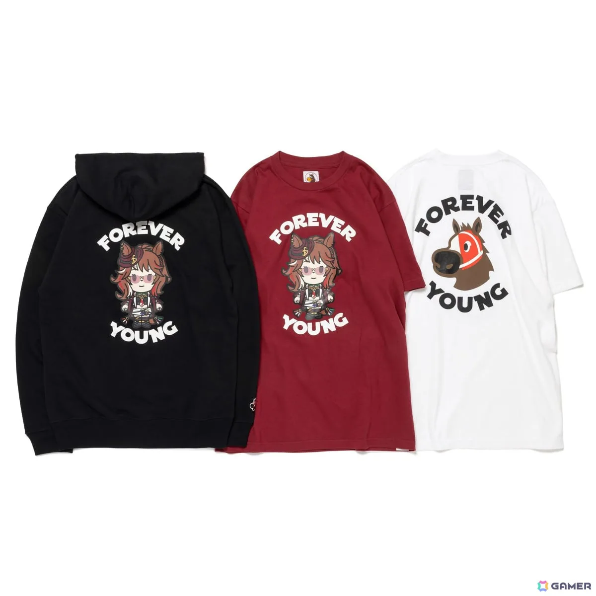 「ウマ娘」×「FORSE CLUB」フォーエバーヤングのグラフィックが落とし込まれたTシャツとジップアップフーディーが10月25日に発売! 「ウマ娘」×「FORSE CLUB」フォーエバーヤングのグラフィックが落とし込まれたTシャツとジップアップフーディーが10月25日に発売!