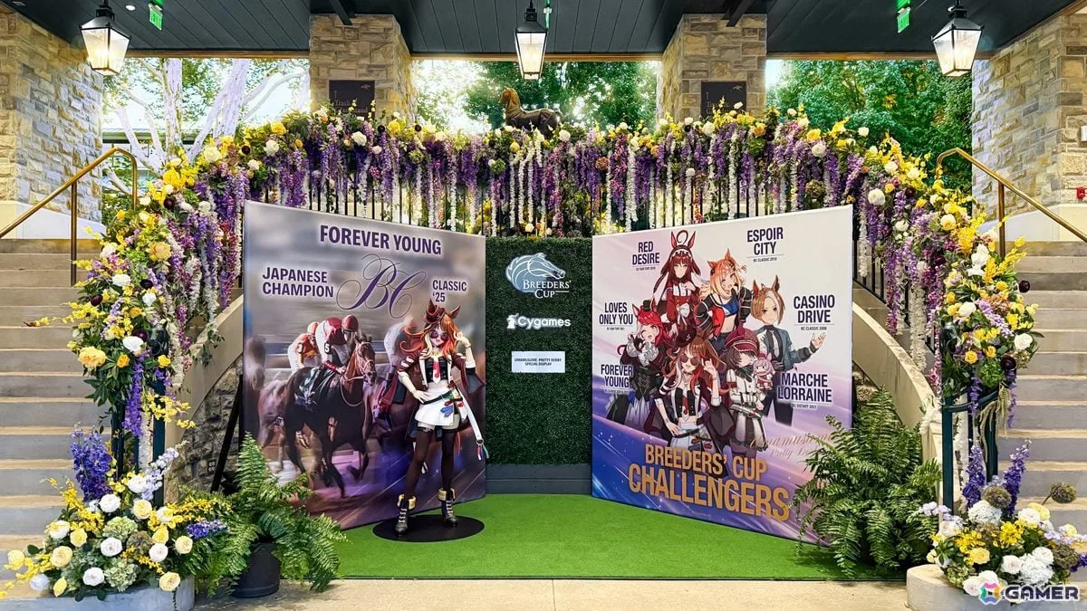 「ウマ娘」フォーエバーヤングの等身大フィギュアが米・キーンランド競馬場に登場！Cygames冠レースは10月31日に開催